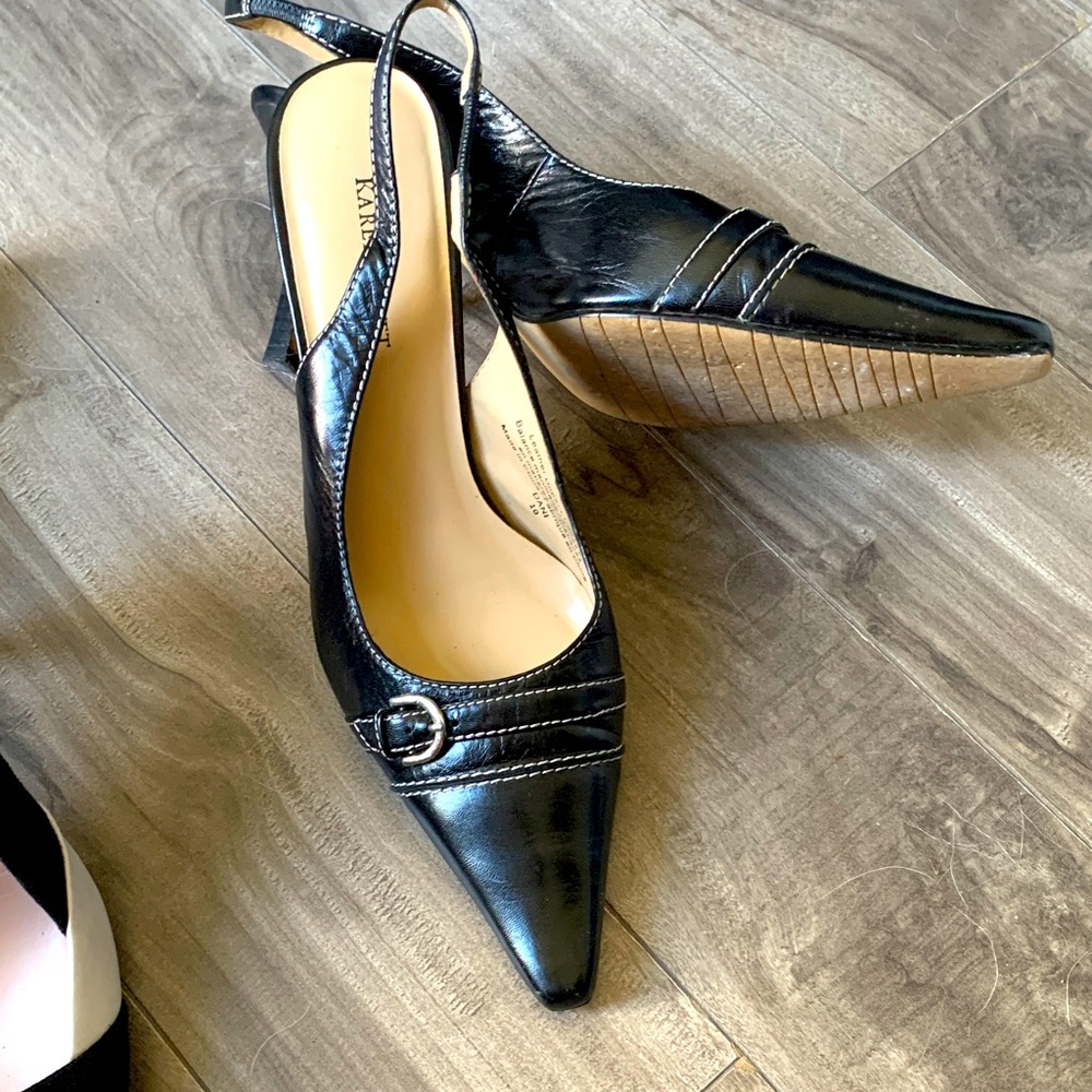 Karen Scott Black Pointed Slingback Heels